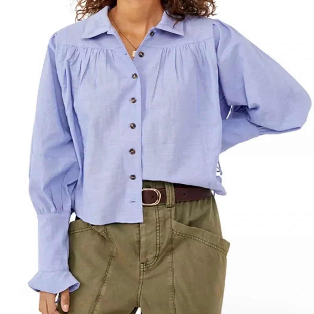 Free People Lavender Button-Up Blouse - Picture 6 of 6